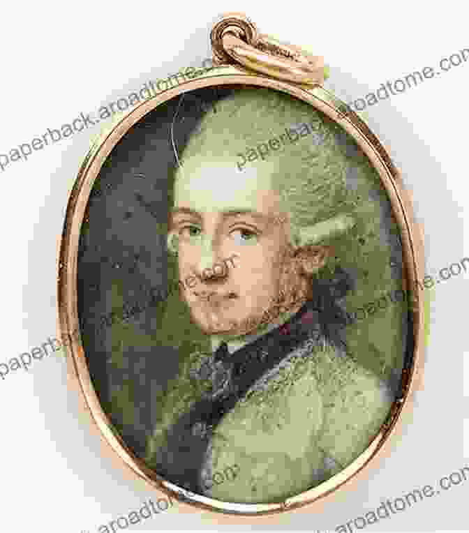 A Close Up Of An Antique Miniature Portrait Of A Man With A Powdered Wig. Illustrated Chats On Old Miniatures