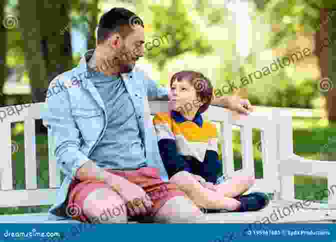 A Father And Son Are Sitting On A Bench, Talking And Laughing. I Got Your Back: A Father And Son Keep It Real About Love Fatherhood Family And Friendship