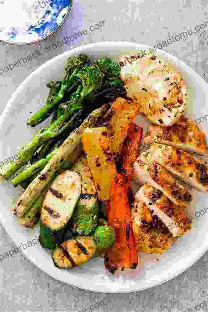 Colorful Plate Of Roasted Vegetables With Grilled Chicken Boost Your Health With Plants: Vegan Starter Guide To Stay Healthy: Vegetable Meal For Better Health