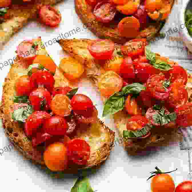 Crispy Bruschetta With Fresh Tomatoes And Fragrant Basil, An Appetizing Start To Your Culinary Journey. The Vegan Cookbook: 100 Sensational Recipes To Inspire And Invigorate