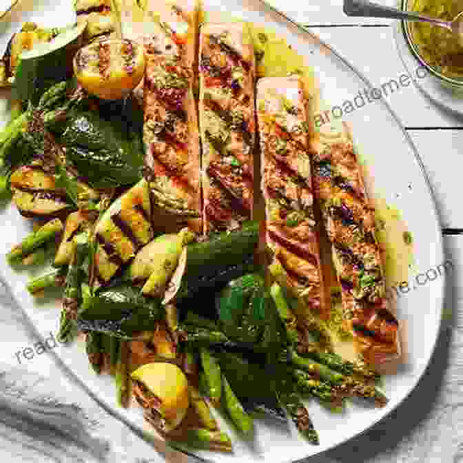 Grilled Salmon With Roasted Vegetables RECIPES FOR THE SUPERMETABOLISM DIET : 80 Recipes To Lose 10 Kg In 30 Days In Three Phases (eat More Lose More Pounds) + 70 Recipes With Photos Vegan Vegetarian