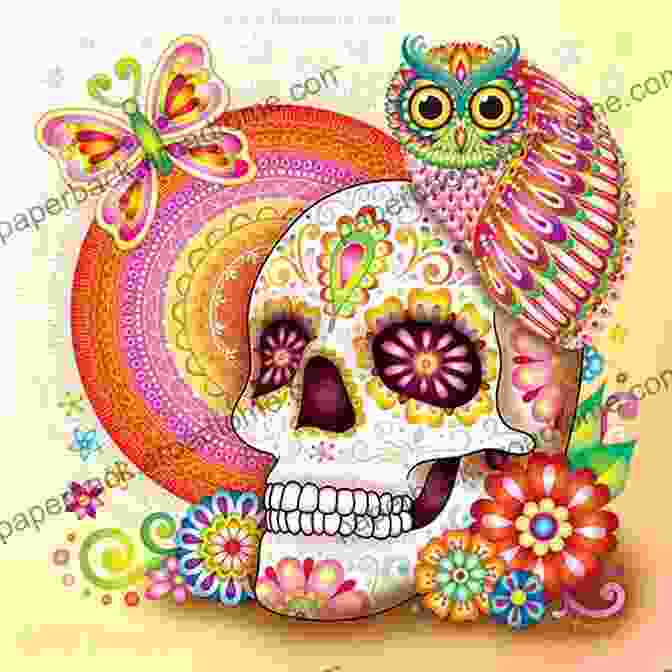 The Day Of The Dead Drawing Book Cover With Colorful Sugar Skulls And Marigolds The Day Of The Dead Drawing Book: Learn To Draw Beautifully Festive Mexican Skeleton Art